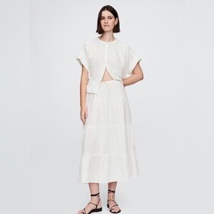 Gap Tiered Crinkle Gauze Cotton Maxi Skirt NWT L Beachy BoHo Summer Wedding